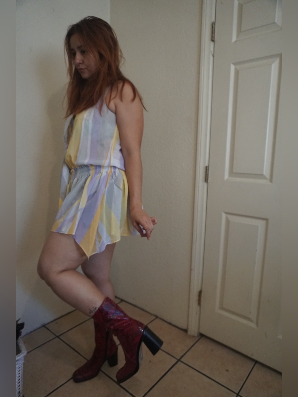 MIA Red Snake-Print Block Heel Ankle Boots